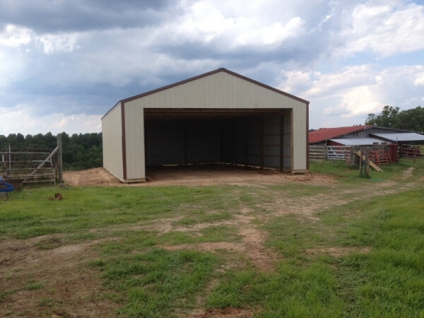 An aeriel shot of a pole barn built by Eastern Buildings