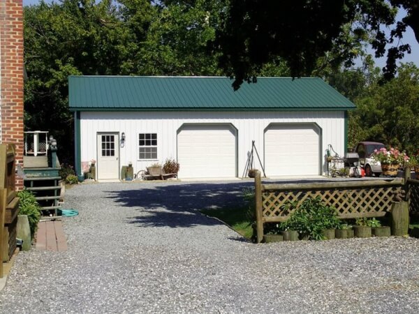 White and green garage