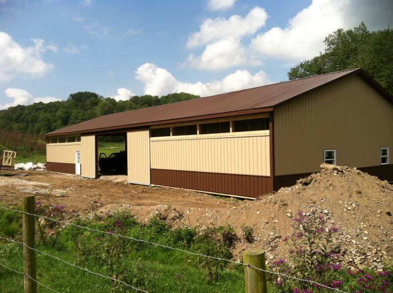 A custom built farm with large entrance